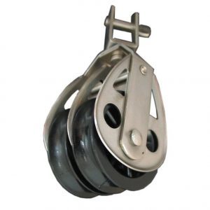 KEELER BLOCK, DOUBLE 60x19mm DELRIN SHEAVE, SWIVEL TOP