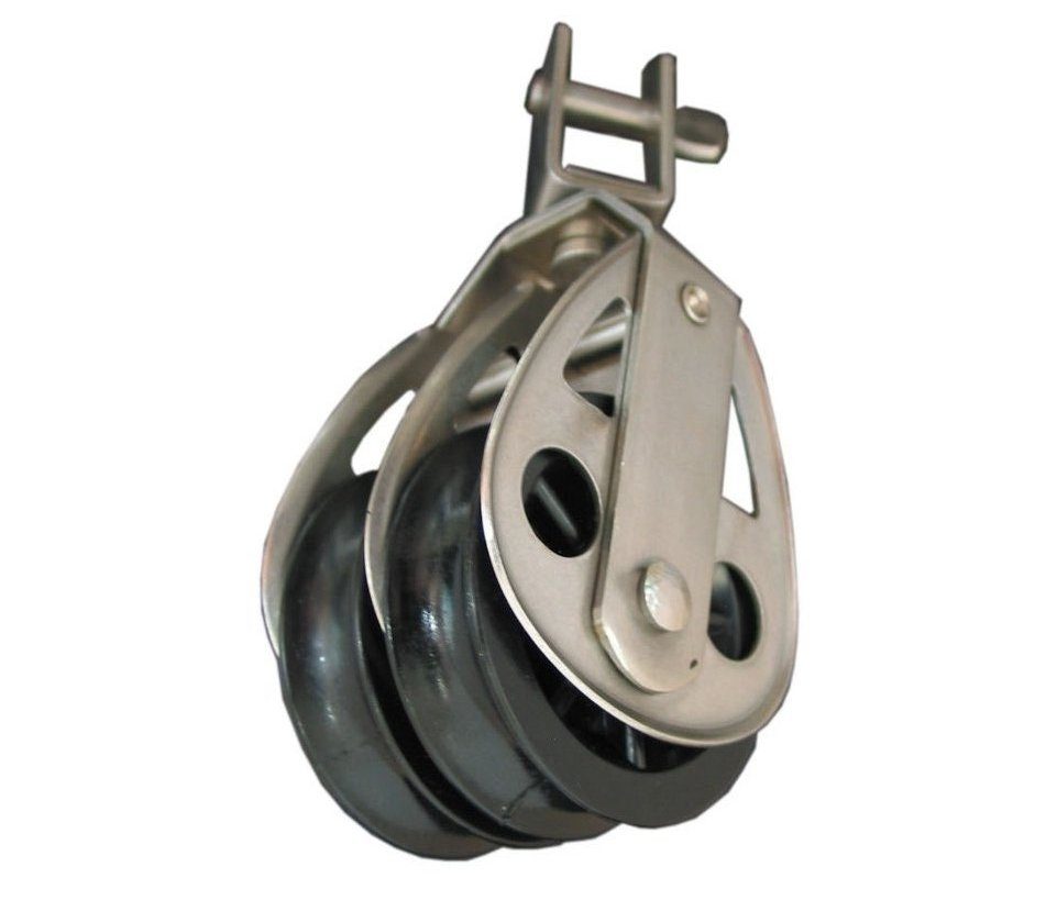 KEELER BLOCK, DOUBLE 60x19mm DELRIN SHEAVE, SWIVEL TOP KEELER BLOCK, DOUBLE 60x19mm DELRIN SHEAVE, SWIVEL TOP